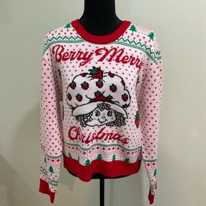 Strawberry Shortcake Berry Merry Christmas Sweater - Red and White